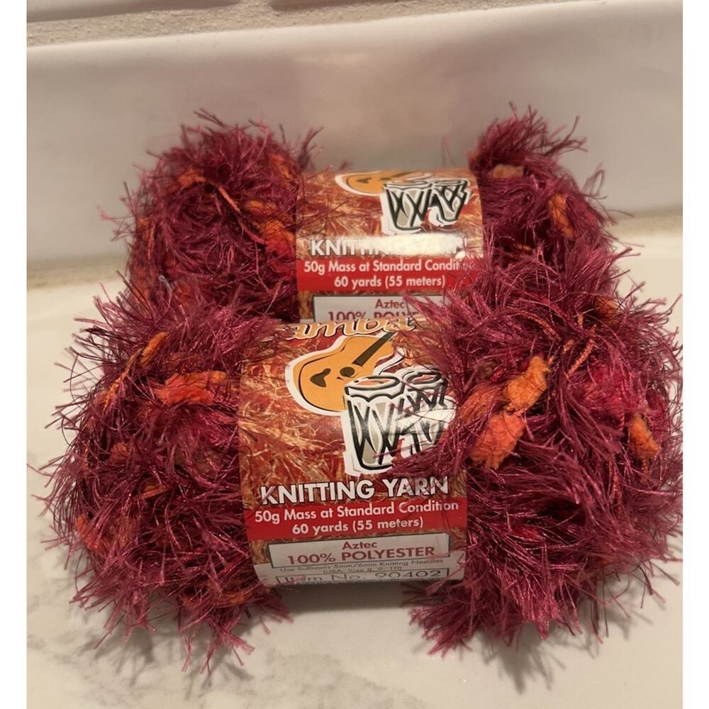 Lot of 2 Samba Sullivans Knitting Eyelash‎ Yarn Fun Fur Pink Aztec Yarn #90402 - Picture 2 of 5
